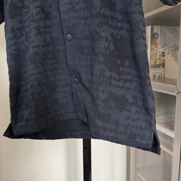 OAS Cuba Heavyweight Terrycloth Night Lagoon Short Sleeve Shirt L NEW Button Up - Picture 4 of 7